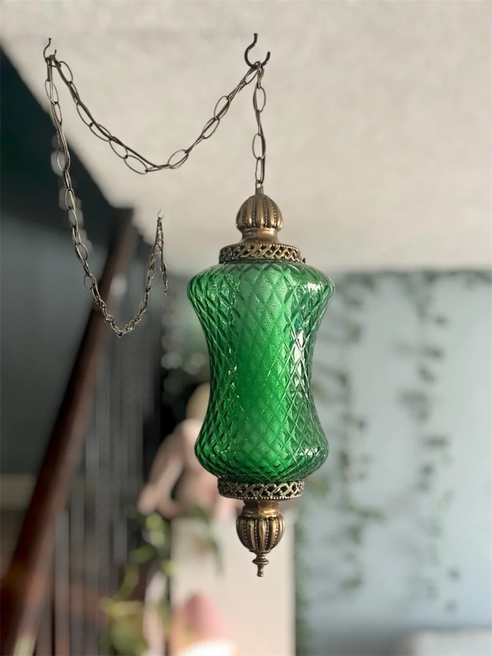 Vintage 1960's Siren Green MidCentury Pendant Light Excellent Condition Rewired